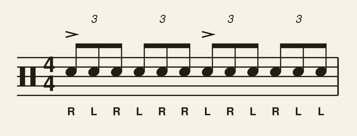 Double Paradiddle drum notation