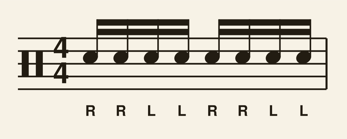 Double Stroke Open Roll drum notation