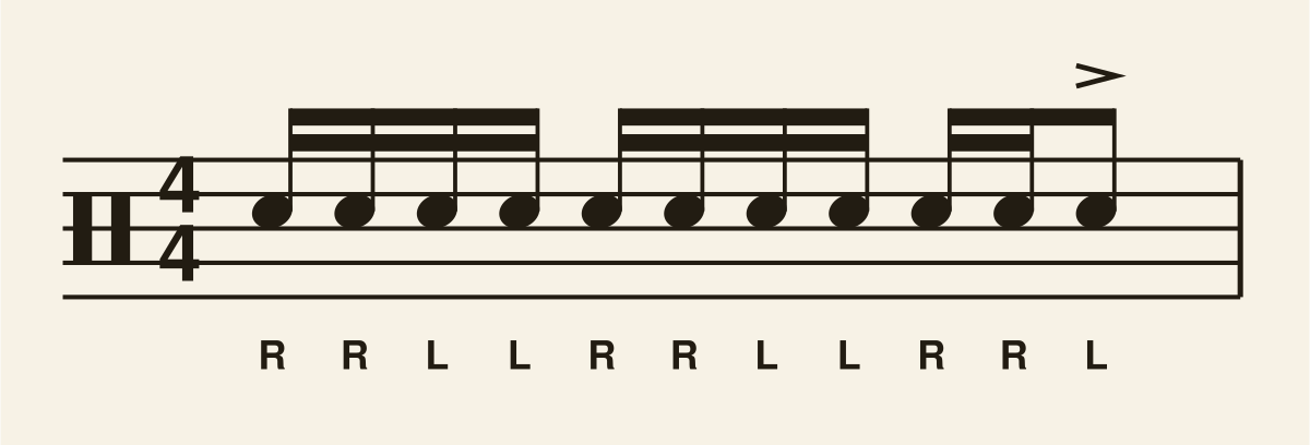Eleven Stroke Roll drum notation