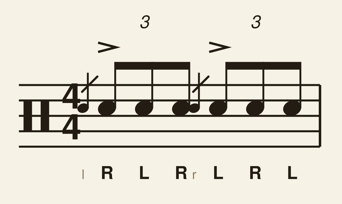Flam Accent drum notation