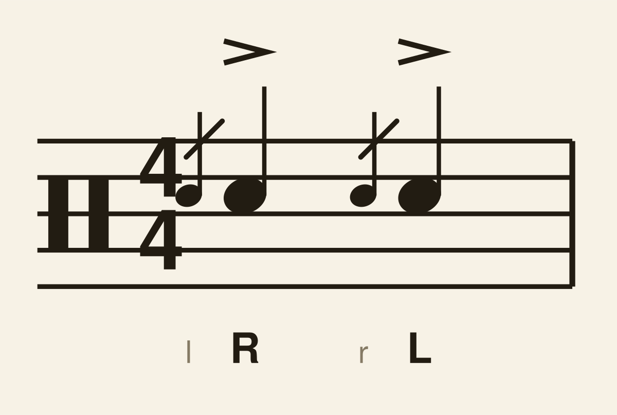 Flam drum notation