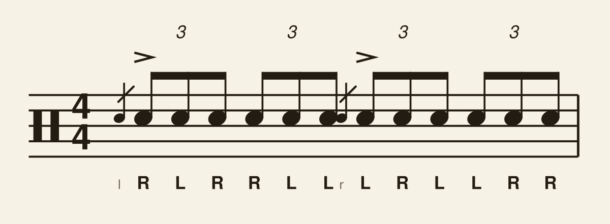 Flam Paradiddle-Diddle drum notation