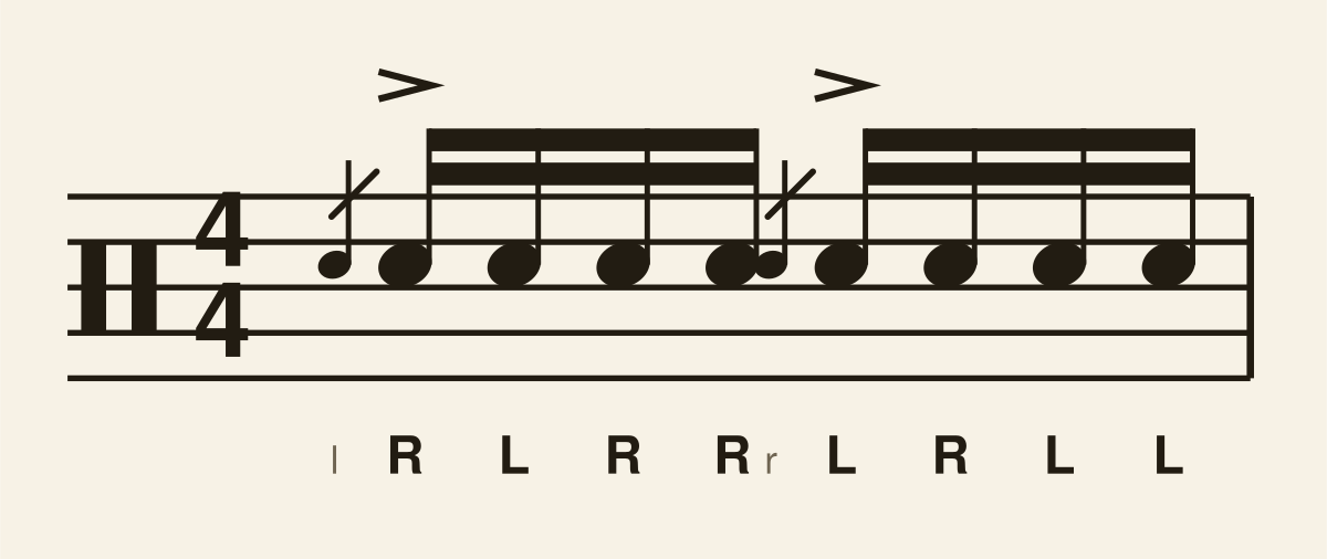 Flam Paradiddle drum notation
