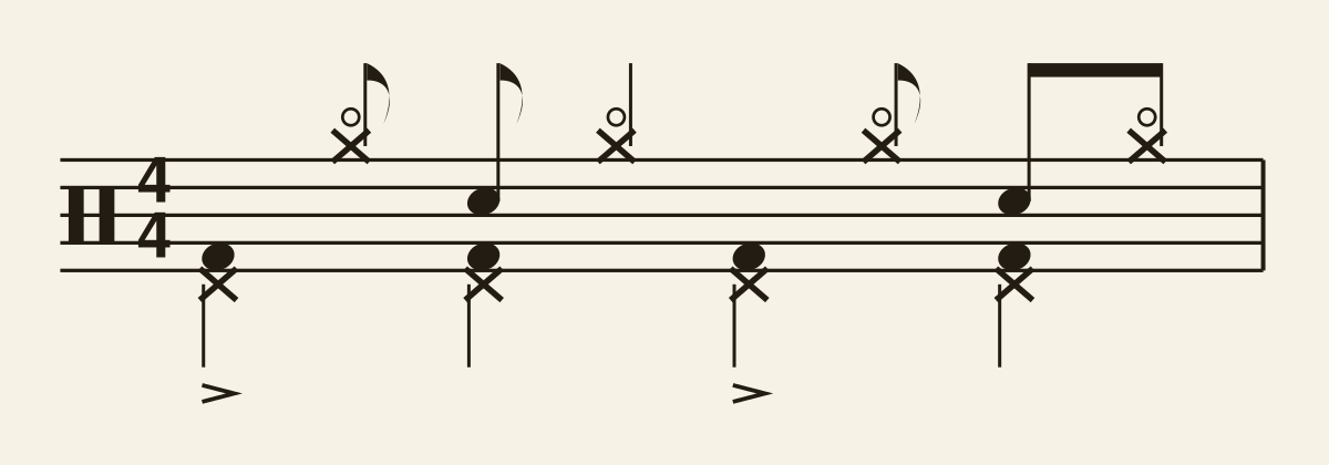 House Pattern drum notation