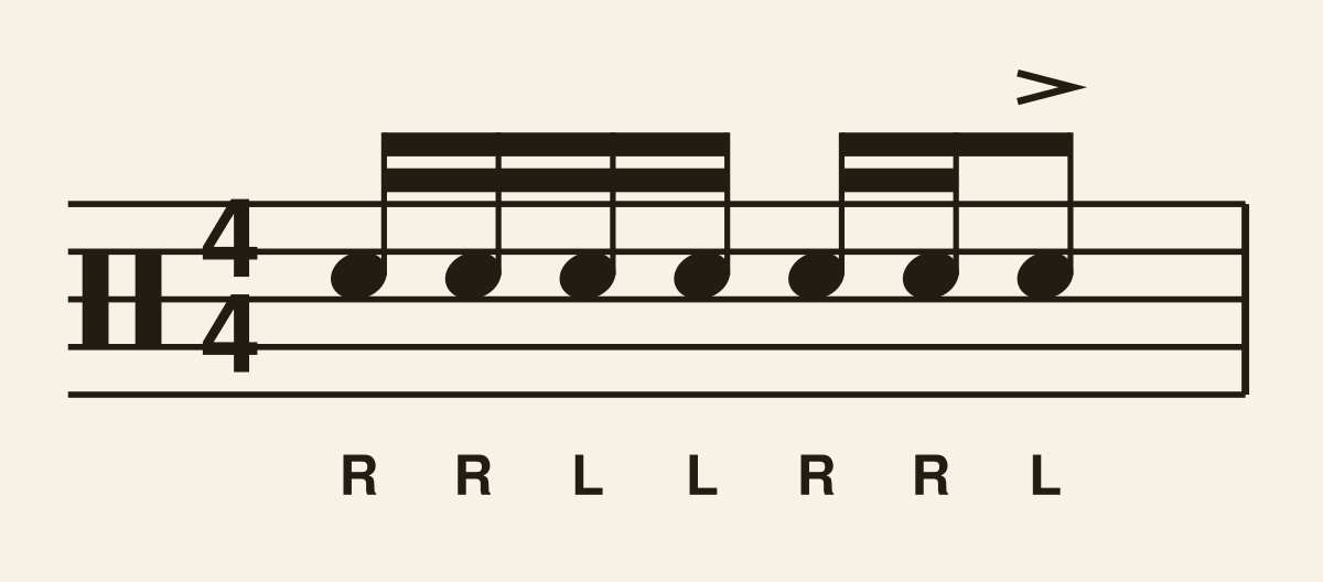 Seven Stroke Roll drum notation