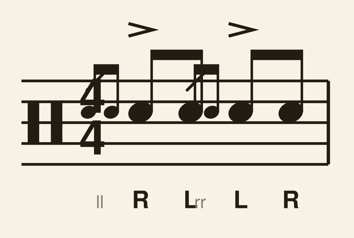 Single Drag Tap drum notation