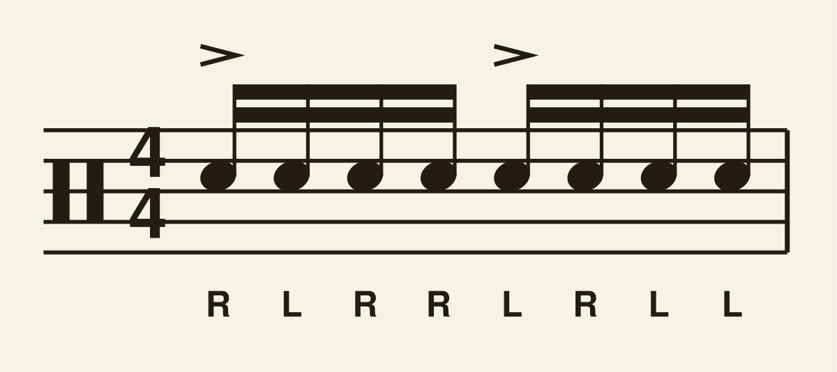Single Paradiddle drum notation