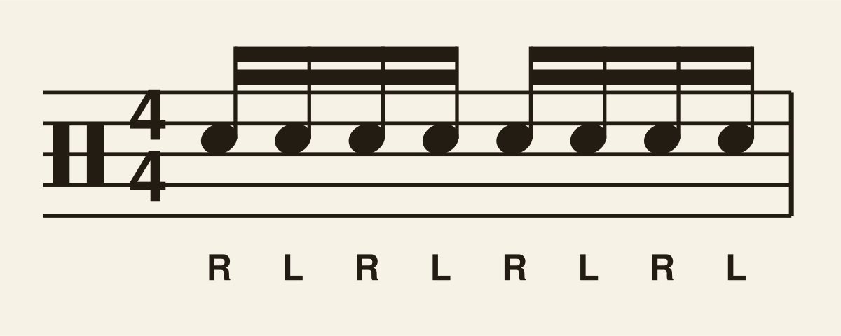 Single Stroke Roll drum notation