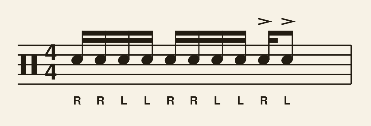 Ten Stroke Roll drum notation