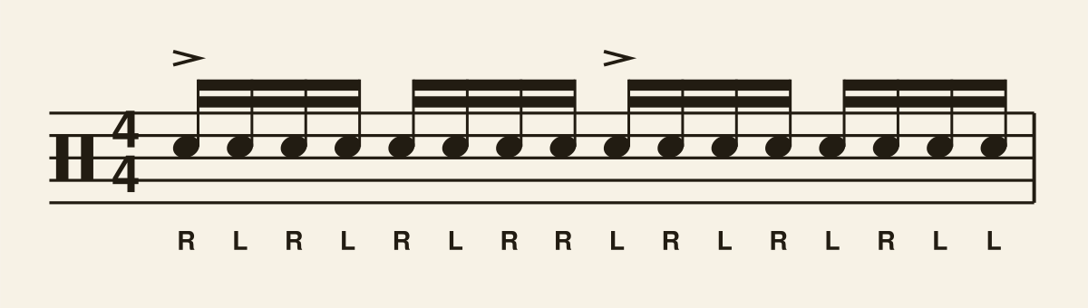 Triple Paradiddle drum notation